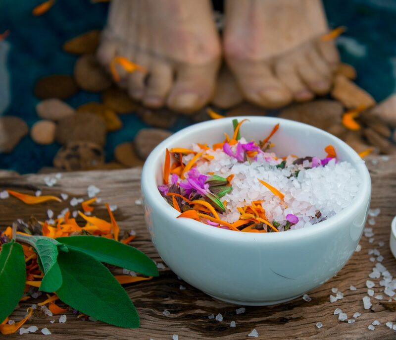 Therapeutic sea salt and floral foot soak